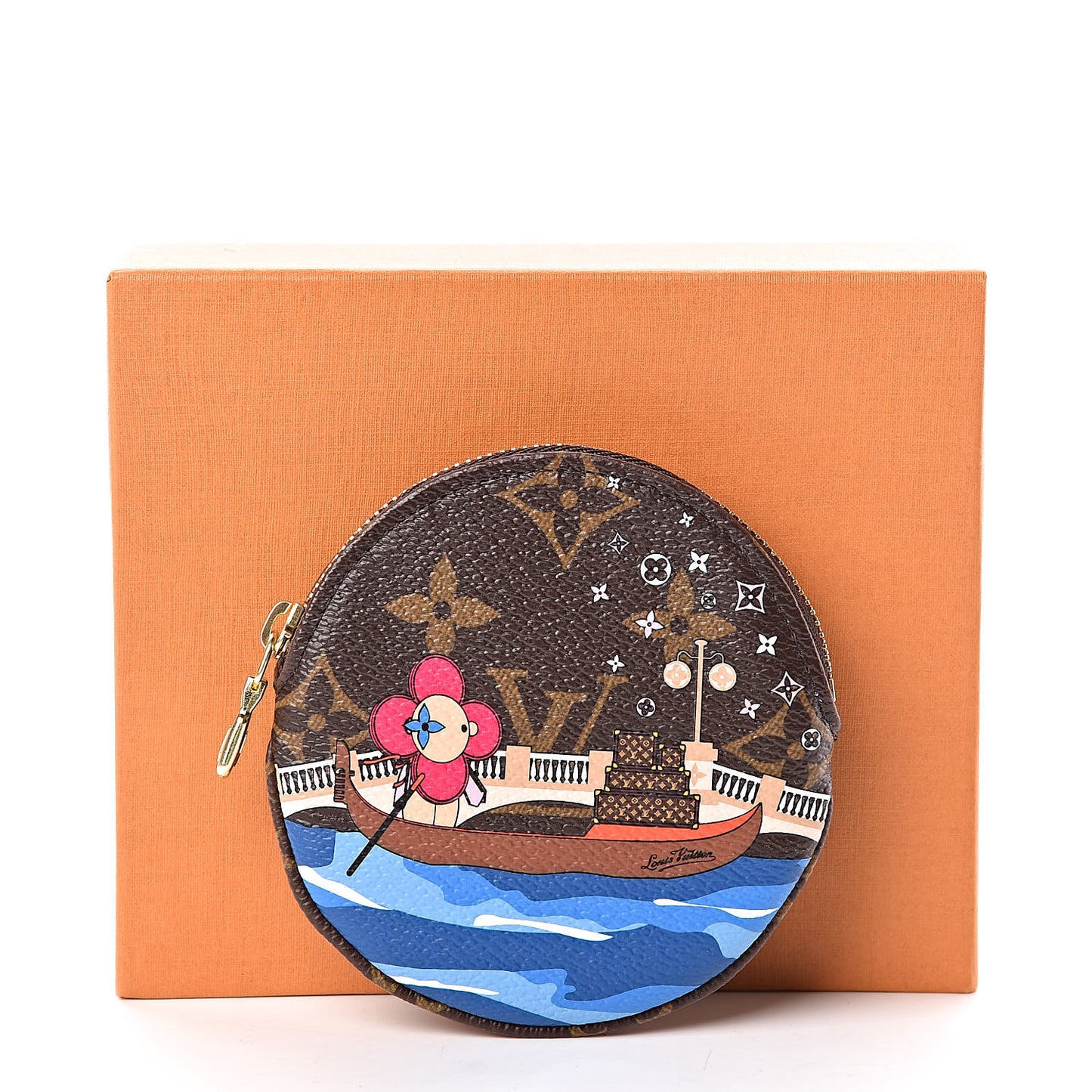 Monogram 2019 Christmas Animation Round Coin Purse Blue