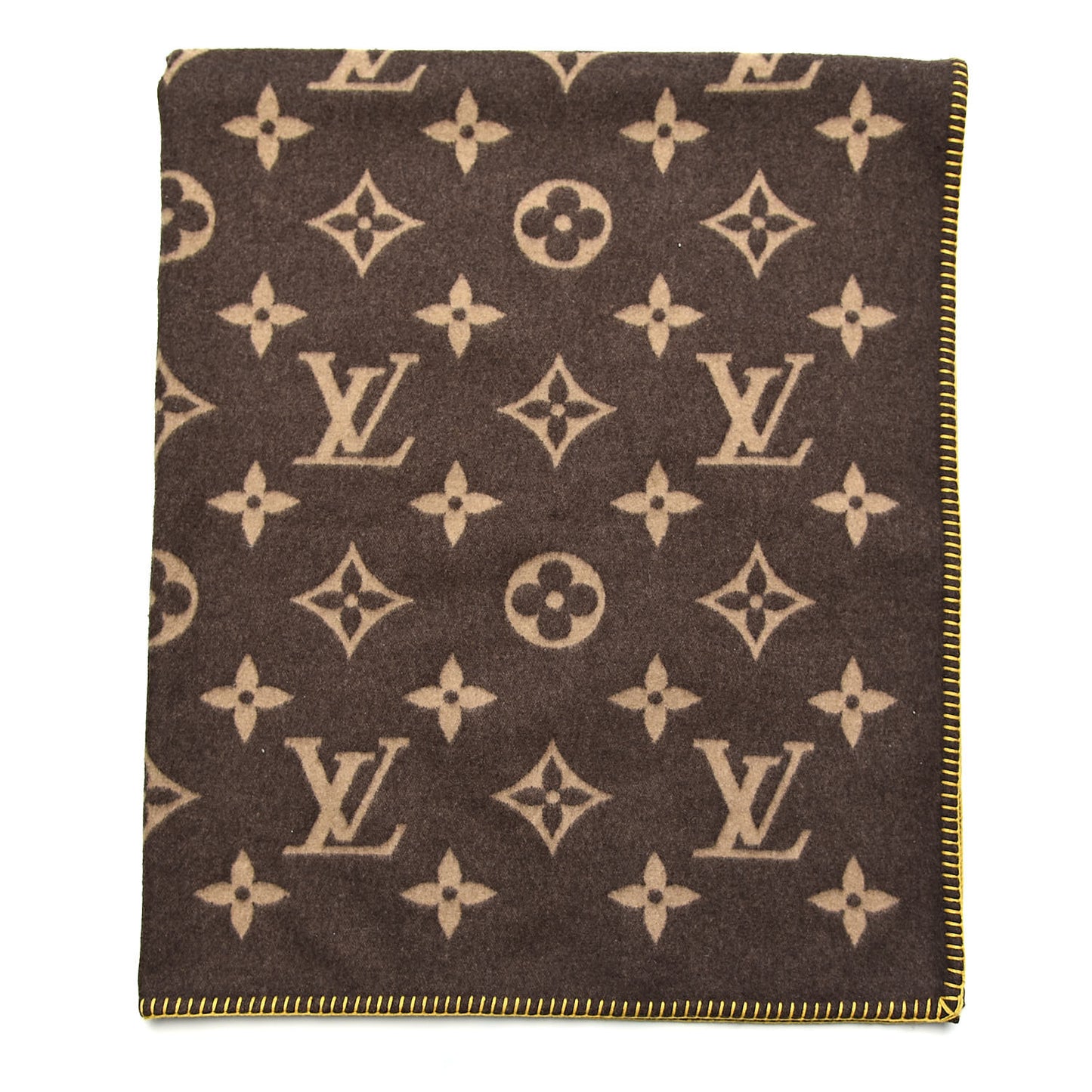 Wool Cashmere Monogram Blanket Marron