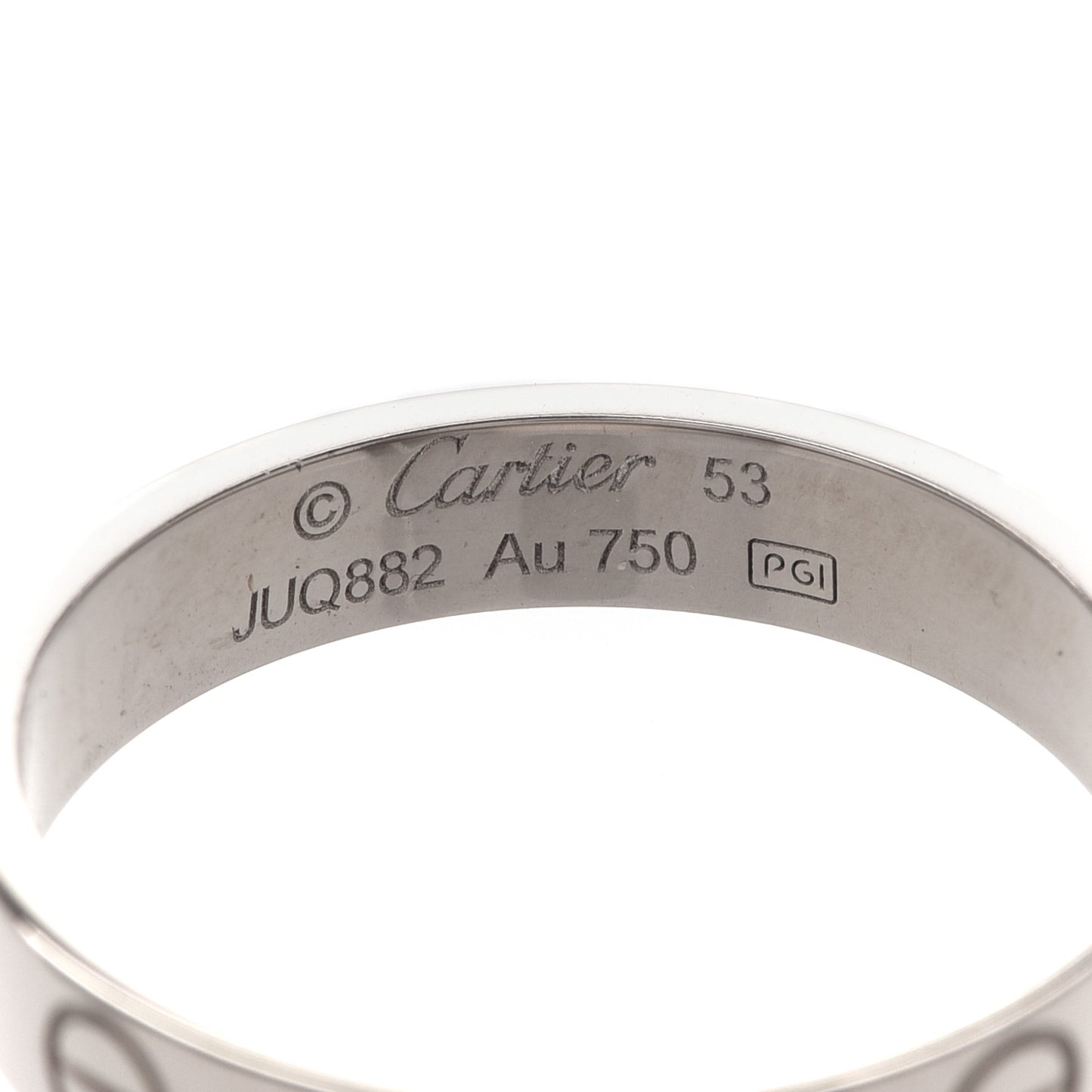 18K White Gold 3.5mm LOVE Wedding Band Ring 53 6.25