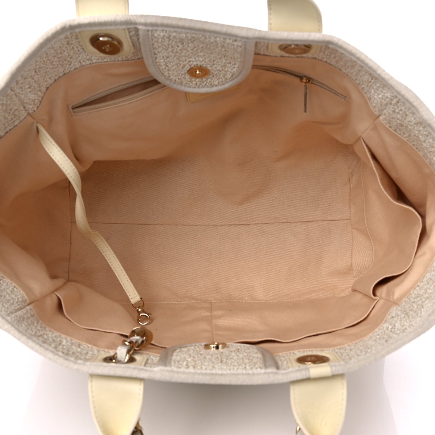 Lurex Boucle Medium Deauville Tote White