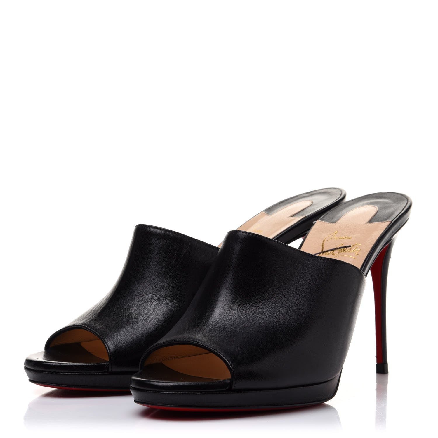 Christian Louboutin Shiny Nappa Pigamule 100 Slide Sandals 37 Black 3 of 9