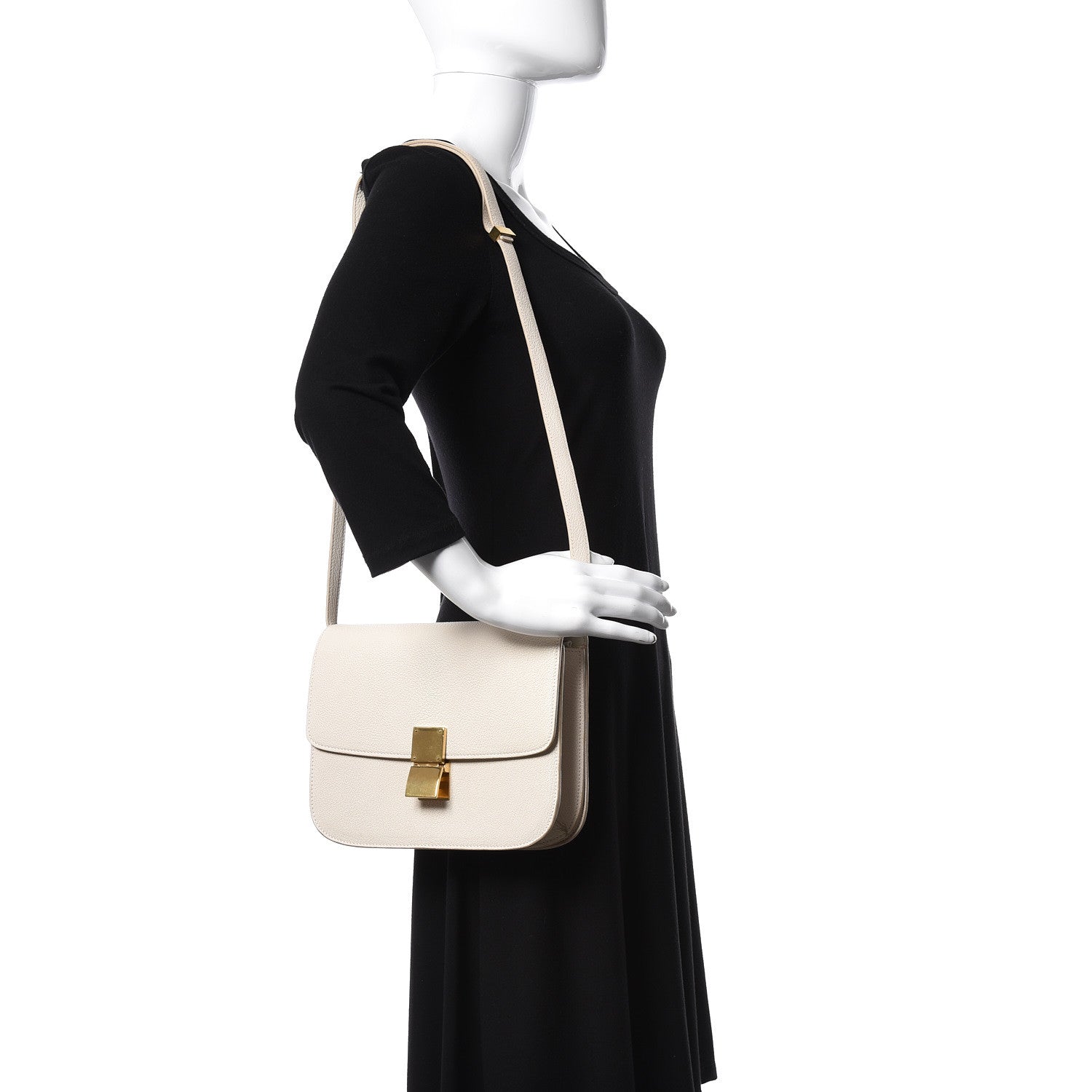 Celine Goatskin Medium Classic Box Flap Bag White 2 of 19