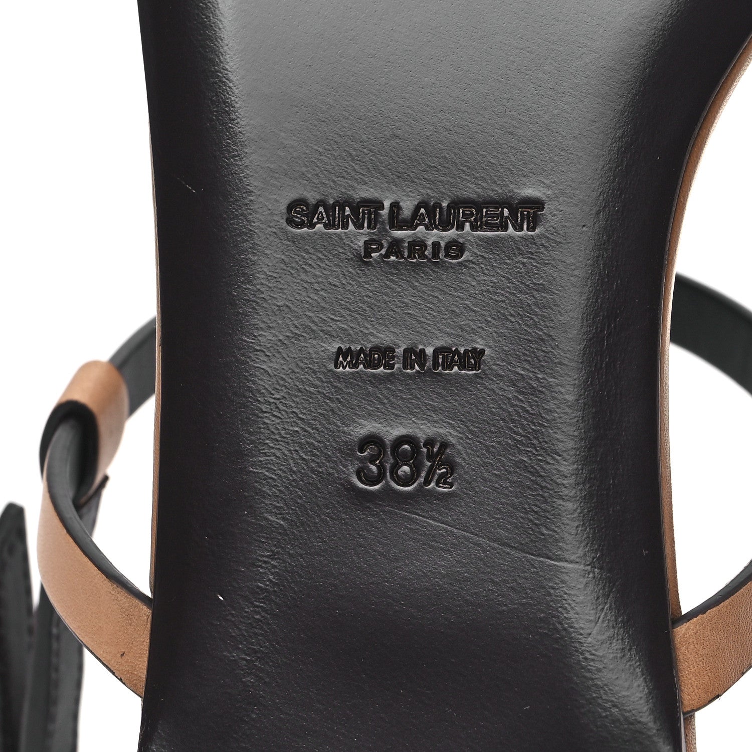 Saint Laurent Calfskin Cassandra Monogram Sandals 38.5 Brown 6 of 9