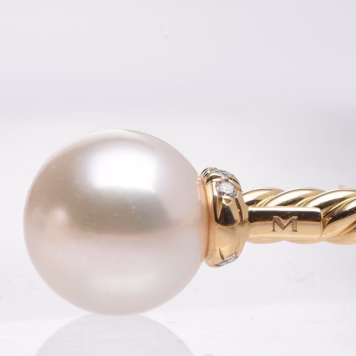 18K Yellow Gold Diamond Pearl 8.5mm Solari Bracelet