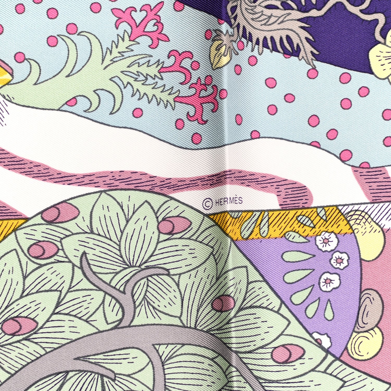 Hermes Silk Le Premier Chant Scarf 90 Violet Bleu Glacier 4 of 6