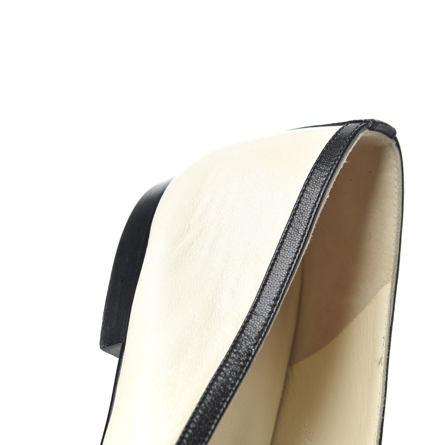 Goatskin Cap Toe Bow CC Ballerina Flats 36.5 Ivory Black