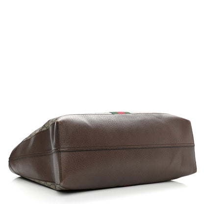 Gucci GG Supreme Monogram Web Ophidia Tote Brown 4 of 15