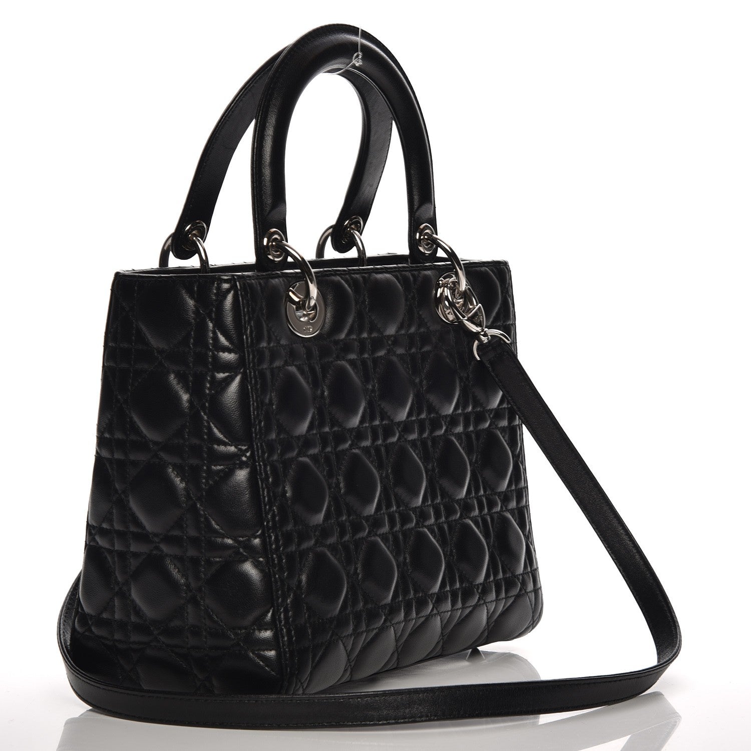 Christian Dior Lambskin Cannage Medium Lady Dior Black 4 of 13