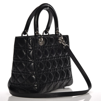 Christian Dior Lambskin Cannage Medium Lady Dior Black 4 of 13