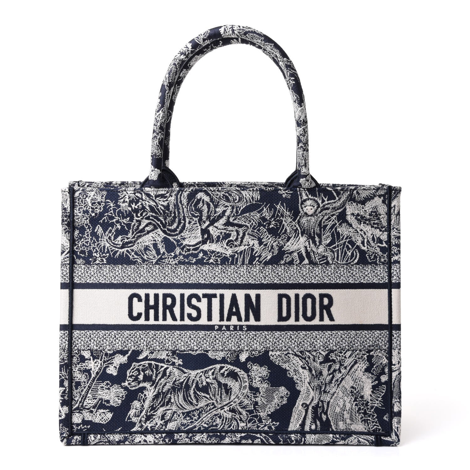 Christian Dior Canvas Embroidered Medium Toile De Jouy Reverse Book Tote Blue 1 of 9
