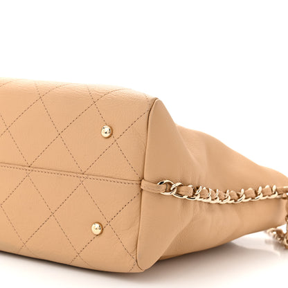 Chanel Bullskin Stitched Medium Shopping Bag Beige 10 of 11