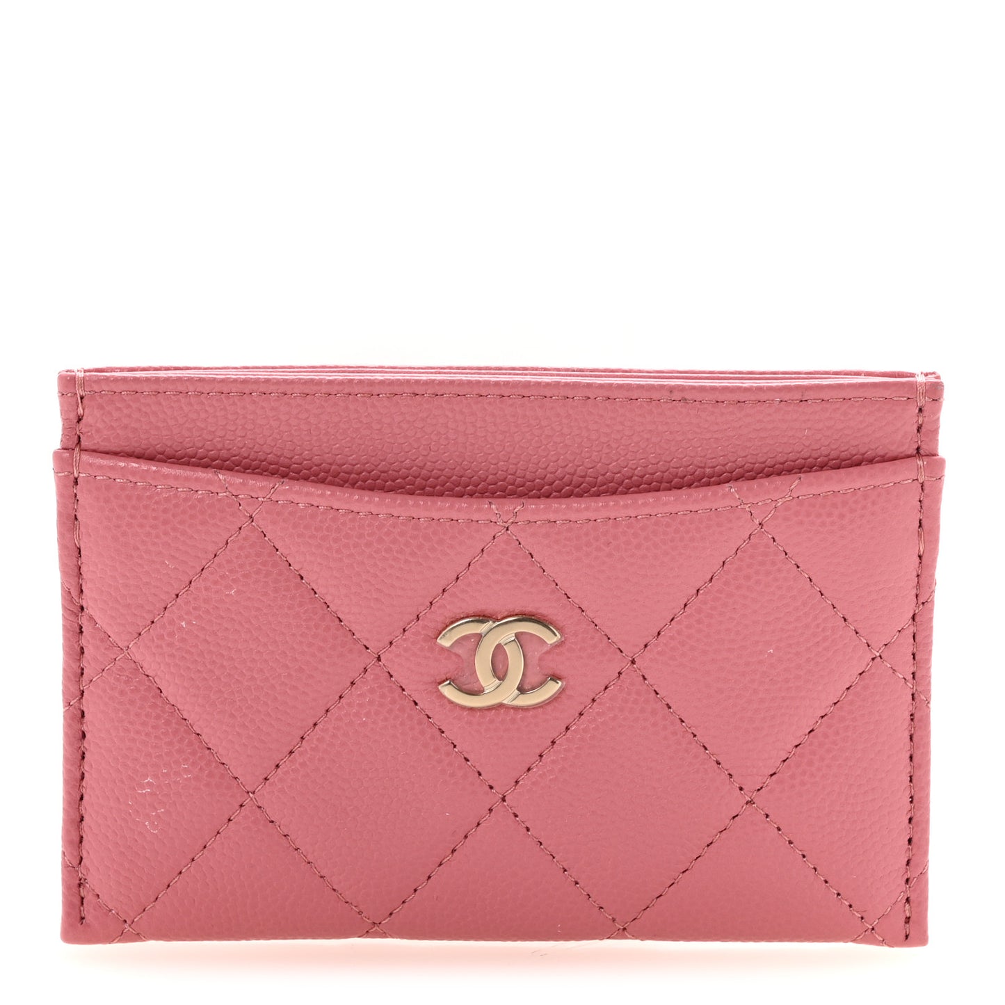 Caviar Quilted Card Holder Dark Pink