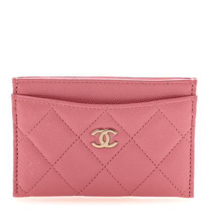 Chanel Caviar Quilted Card Holder Dark Pink 1 of 8