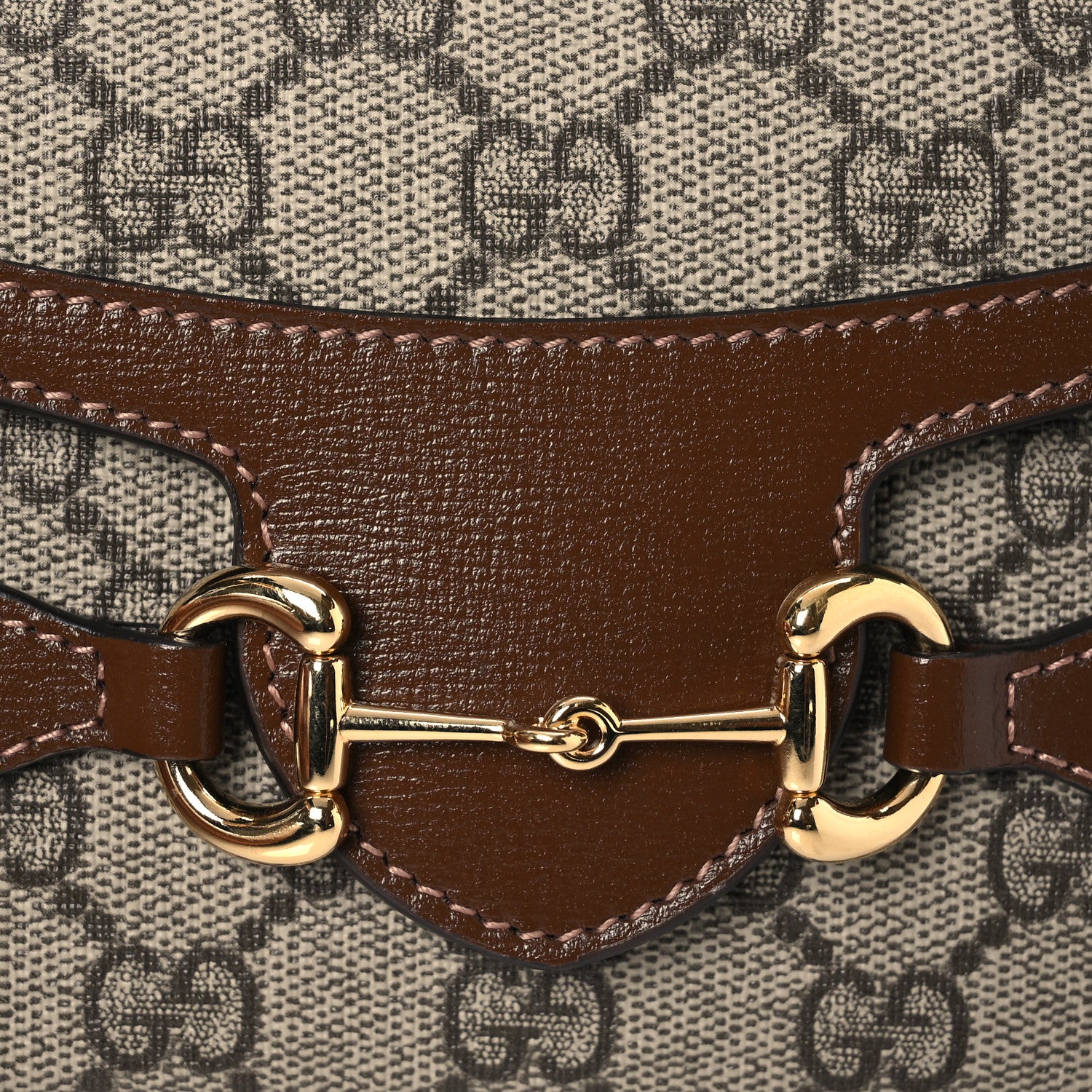 Gucci GG Supreme Monogram Mini Horsebit 1955 Shoulder Bag Beige Brown Sugar 8 of 14