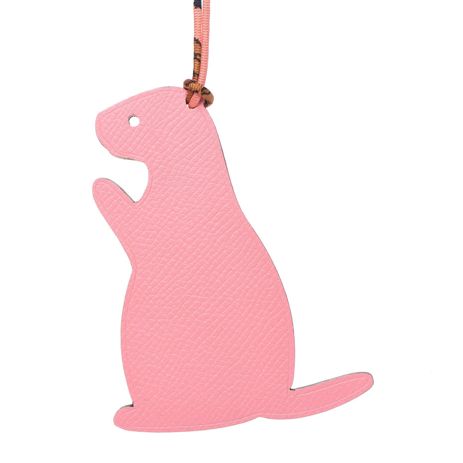 Hermes Epsom Togo Petit H Groundhog Bag Charm GM BRose Confetti 5 of 8