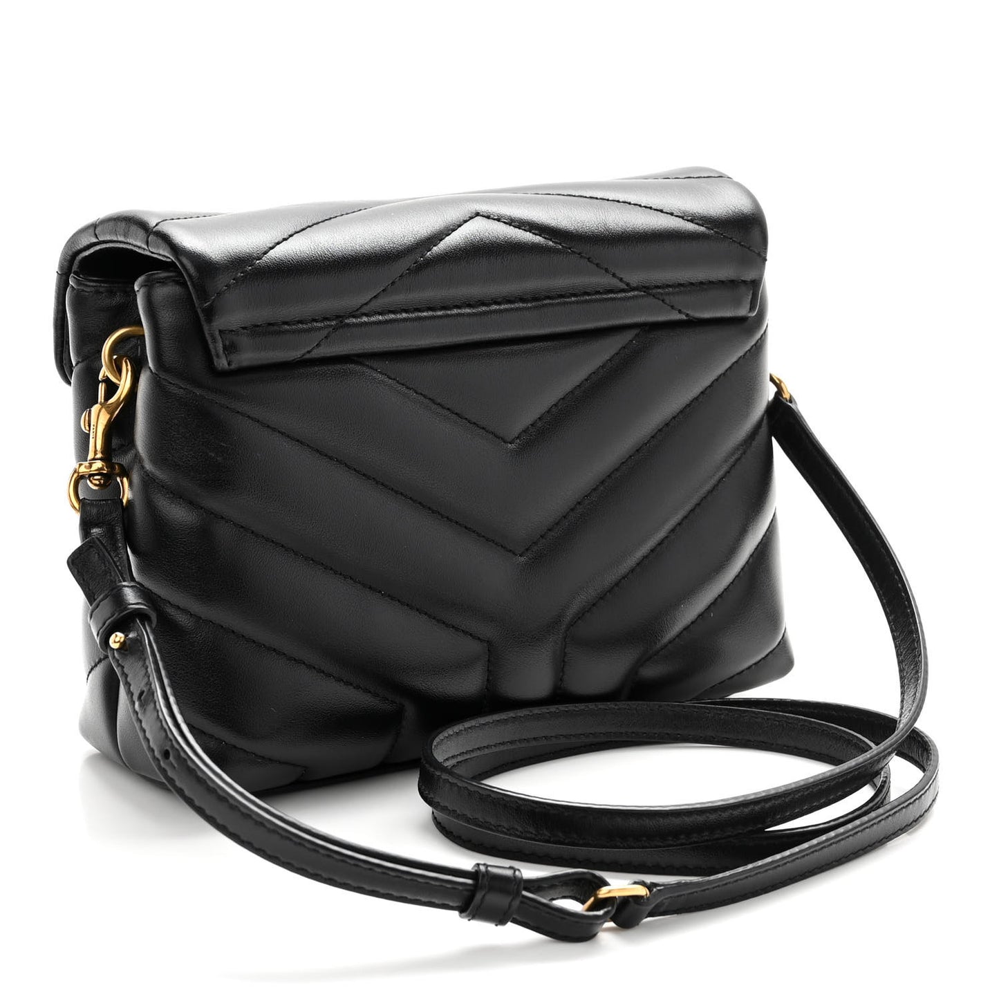 Calfskin Y Quilted Monogram Toy Loulou Crossbody Bag Black