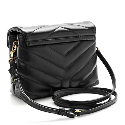 Saint Laurent Calfskin Y Quilted Monogram Toy Loulou Crossbody Bag Black 3 of 10