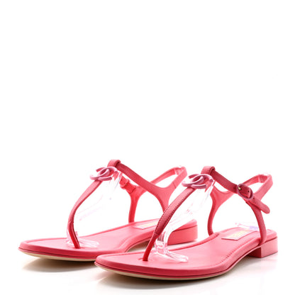 Chanel Lambskin CC Thong Sandals 40 Pink 3 of 9