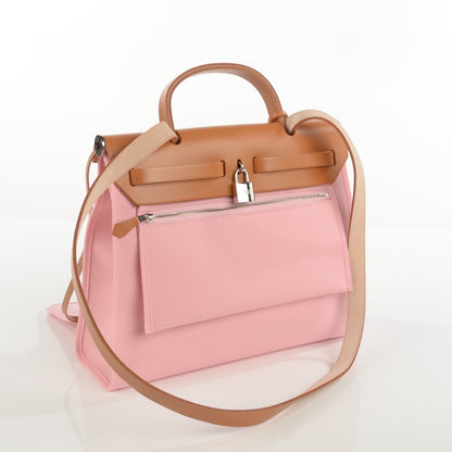 Hermes Vache Hunter Toile Herbag Zip 31 PM Rose Sakura 13 of 19