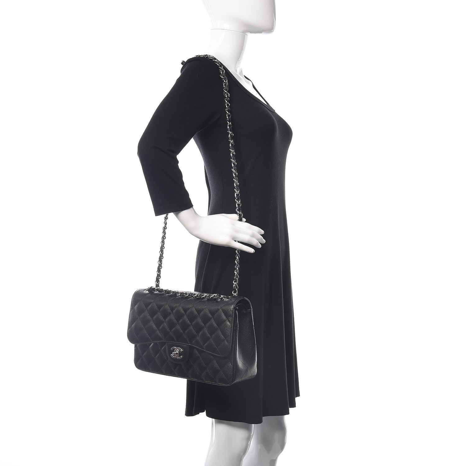 Chanel Caviar Quilted Jumbo Double Flap Black 2 of 9