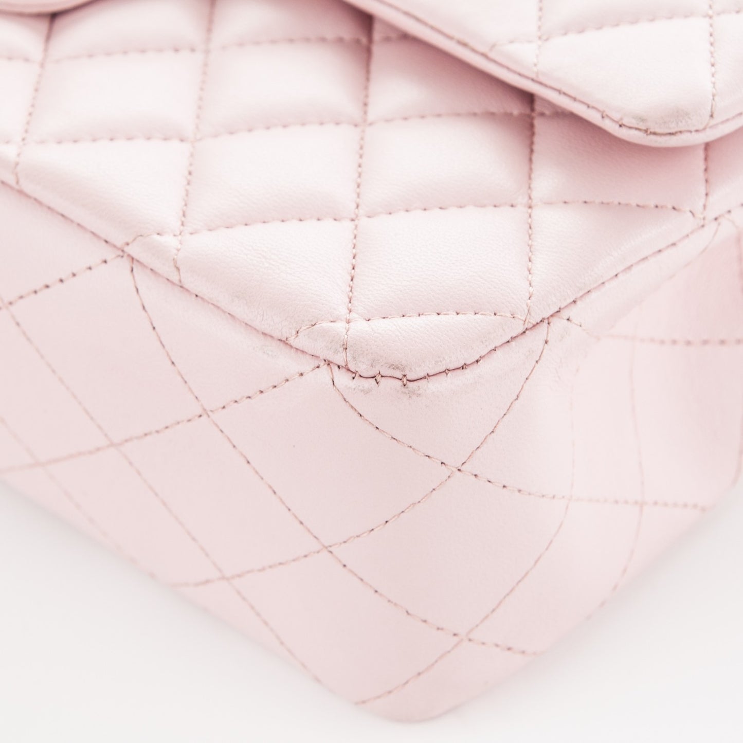 Lambskin Quilted Medium Double Flap Light Pink