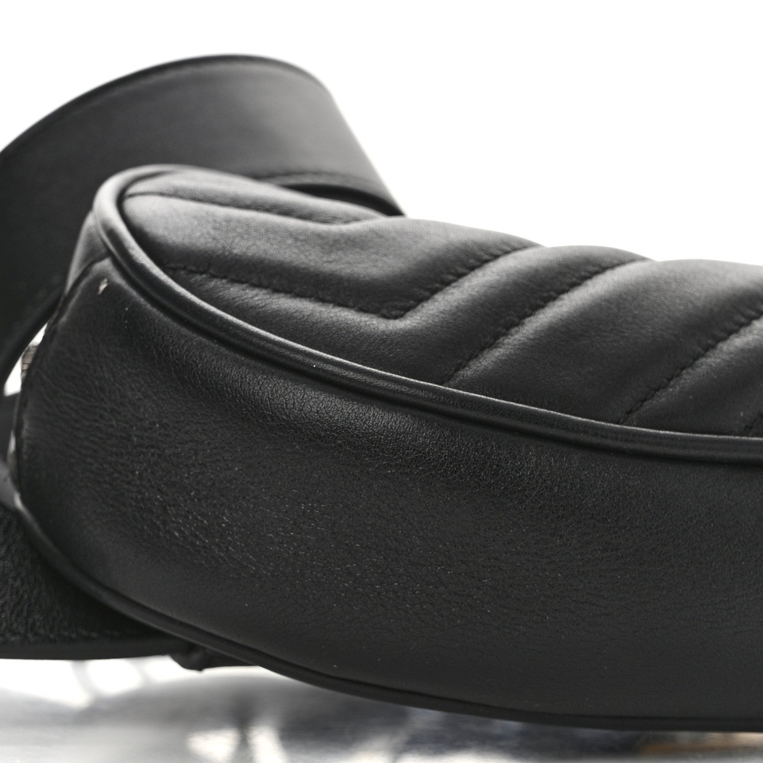 Gucci Calfskin Matelasse GG Marmont Belt Bag 75 30 Black 10 of 11