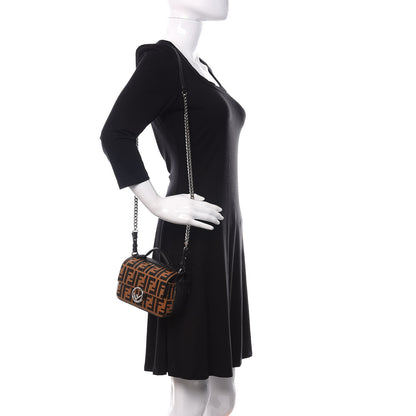 Fendi Vitello Dolce F is Fendi FF Embossed Micro Double Baguette Tobacco Black 2 of 11