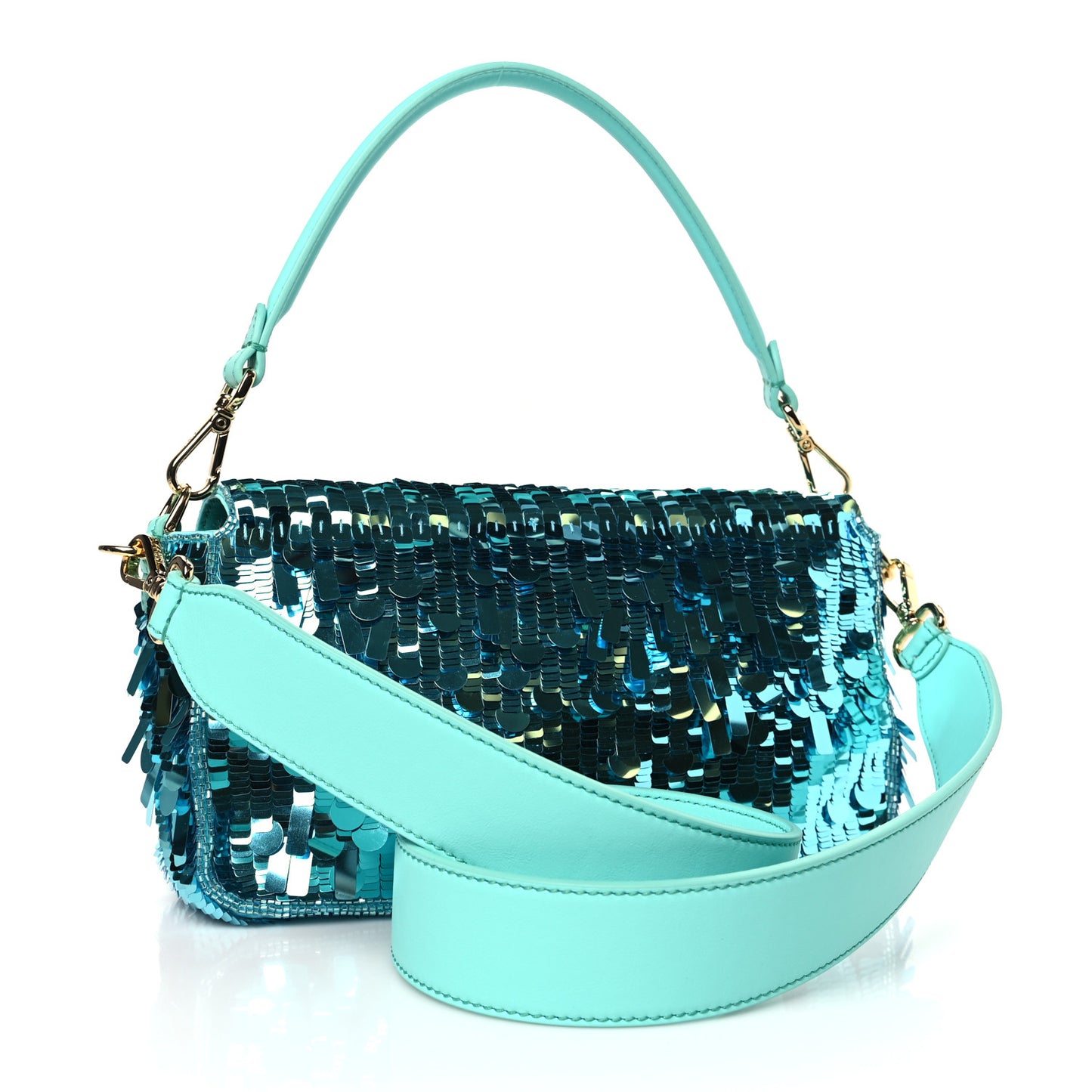 Sequin Paillettes Vitello Grace Sex and the City Baguette Spring Turquoise