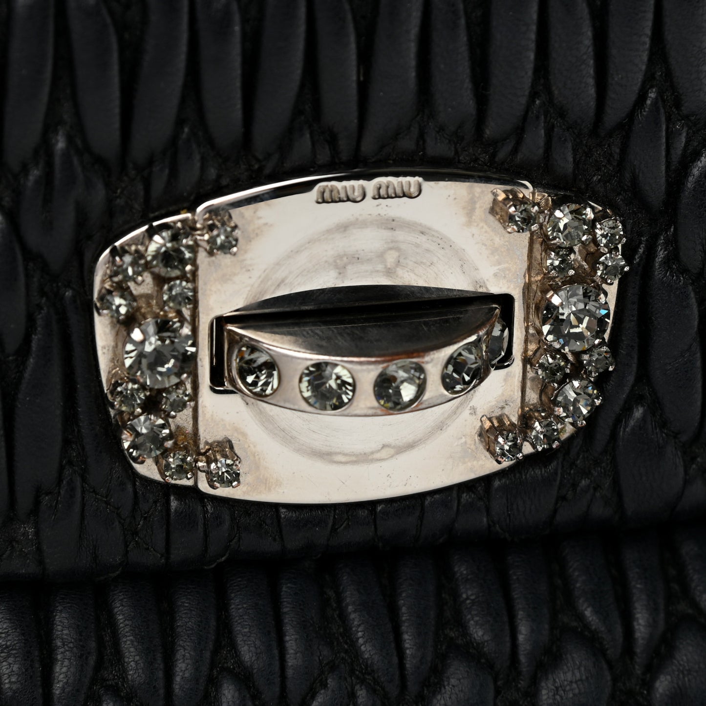Nappa Matelasse Crystal Flap Clutch Black