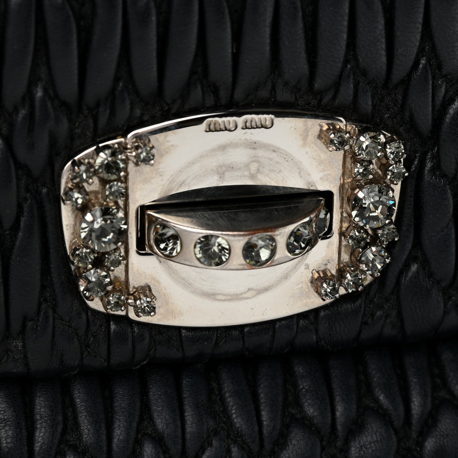 Miu Miu Nappa Matelasse Crystal Flap Clutch Black 12 of 12