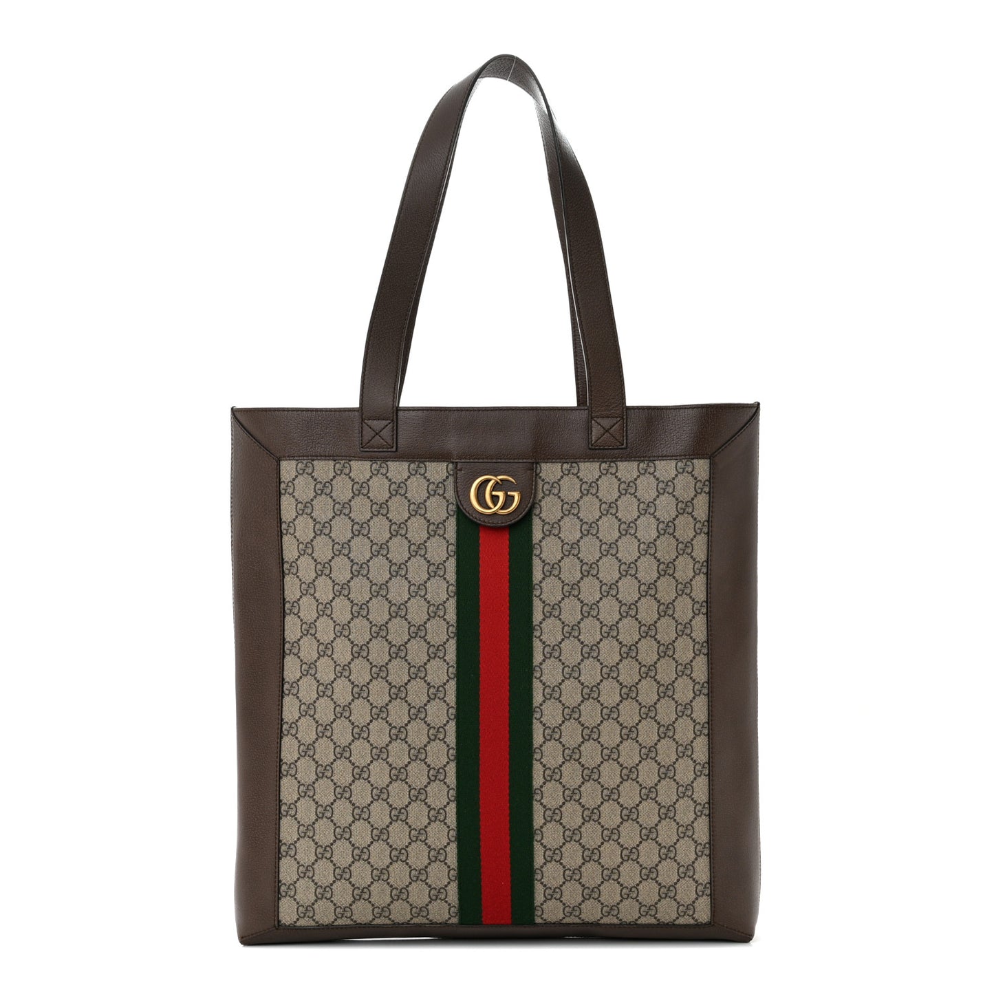GG Supreme Monogram Web Large Ophidia Vertical Shopping Tote Brown