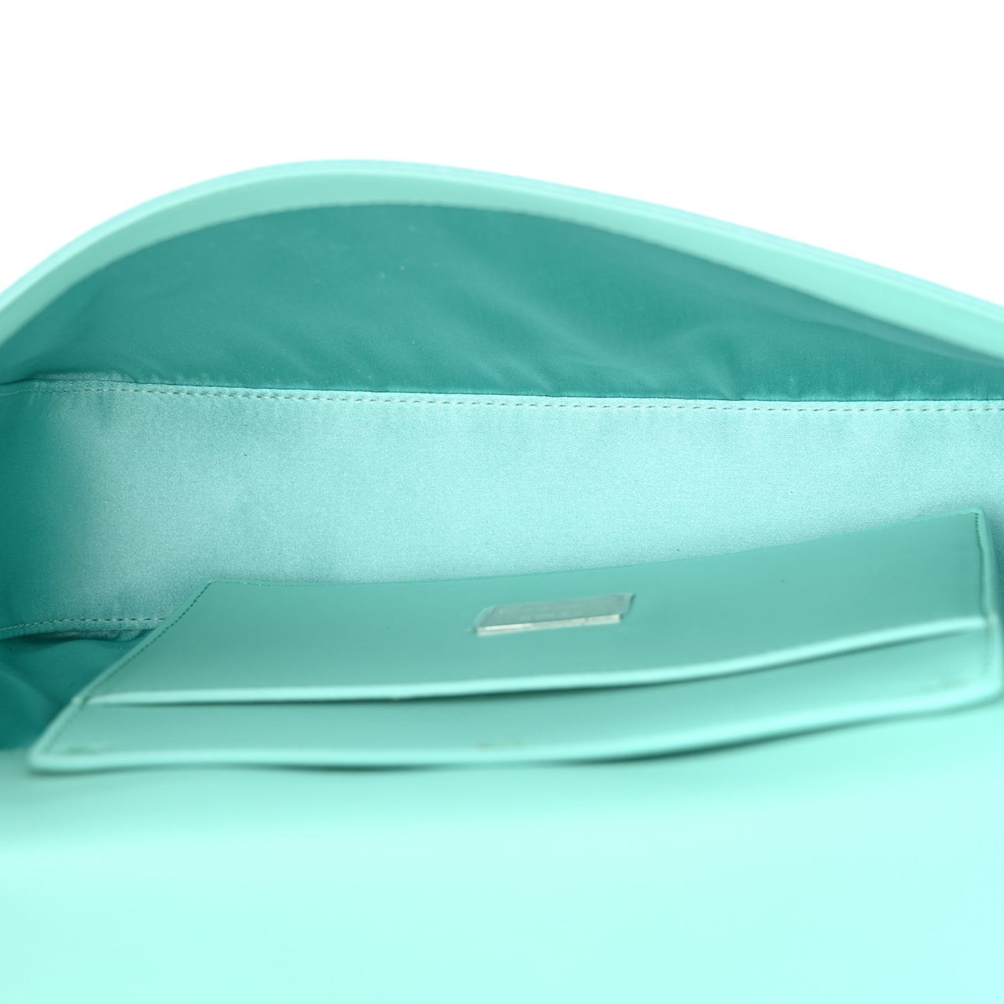 X TIFFANY Satin Nappa Silver Baguette Blue Tiffany Silver