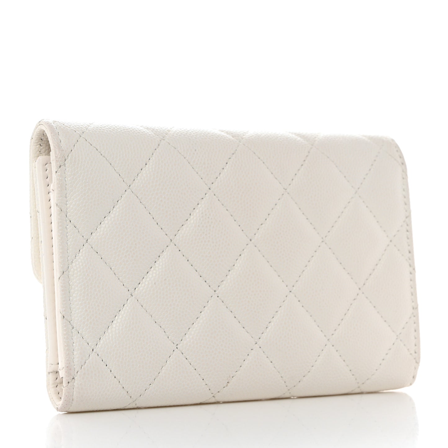 Caviar Quilted Chanel 19 Flap Wallet White Pink