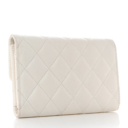 Chanel Caviar Quilted Chanel 19 Flap Wallet White Pink 3 of 9