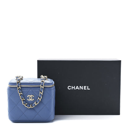 Chanel Caviar Quilted Mini Vanity Case With Chain Blue 12 of 12