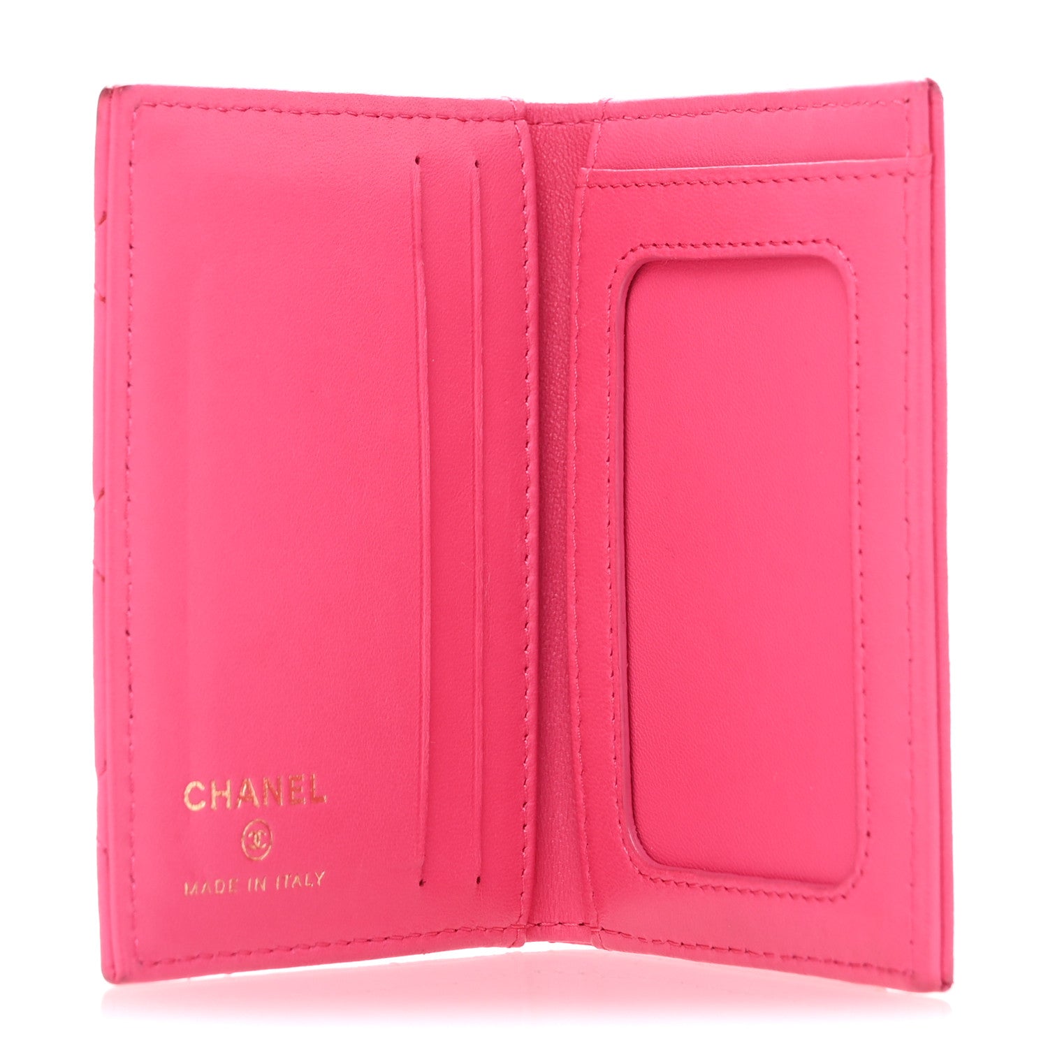 Chanel Lambskin Quilted Card Holder Wallet Dark Pink 5 of 10