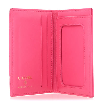 Chanel Lambskin Quilted Card Holder Wallet Dark Pink 5 of 10