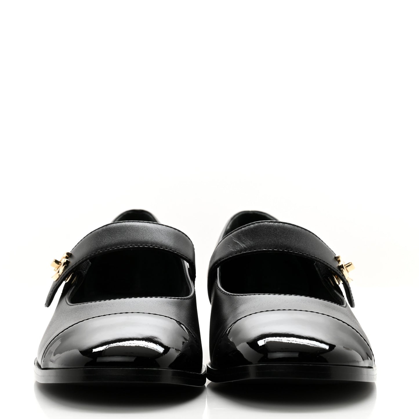Calfskin Patent Mary Janes Flats 40 Black
