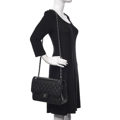 Chanel Caviar Quilted Jumbo Double Flap Black 2 of 12