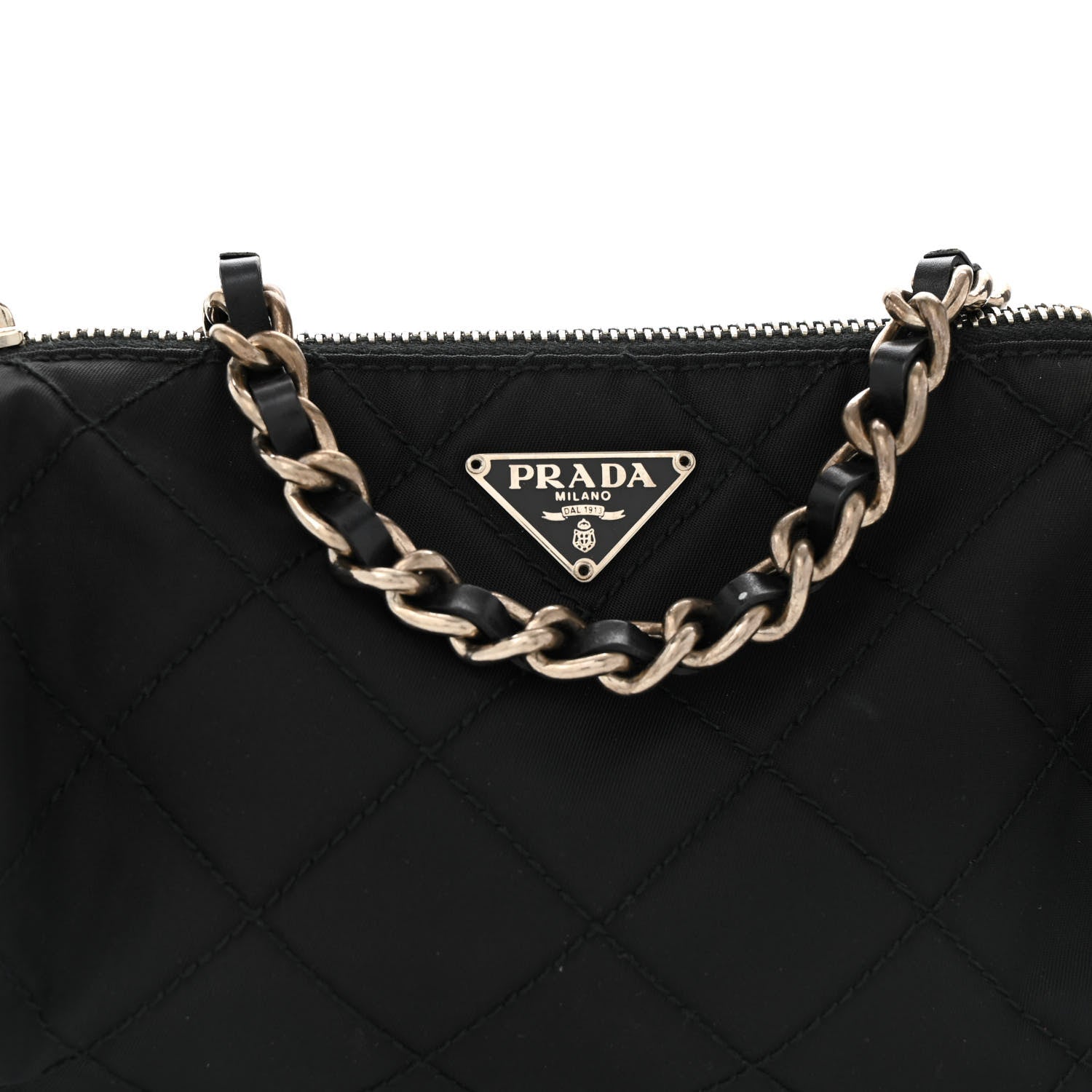 Prada Tessuto Nylon Saffiano Impunturato Quilted Barrel Pochette Black 8 of 14