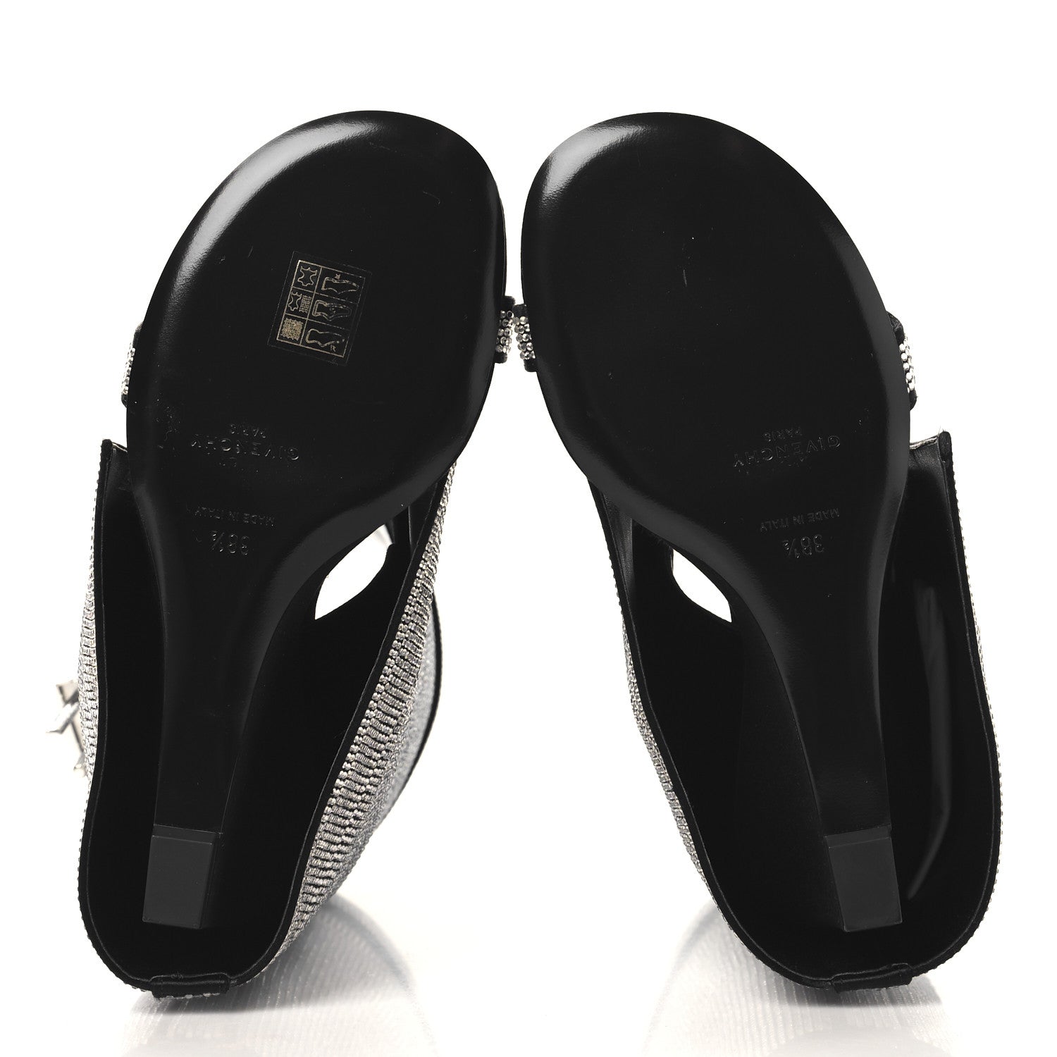 Givenchy Satin Strass Shark Lock Sandals 38.5 Silvery 1705594