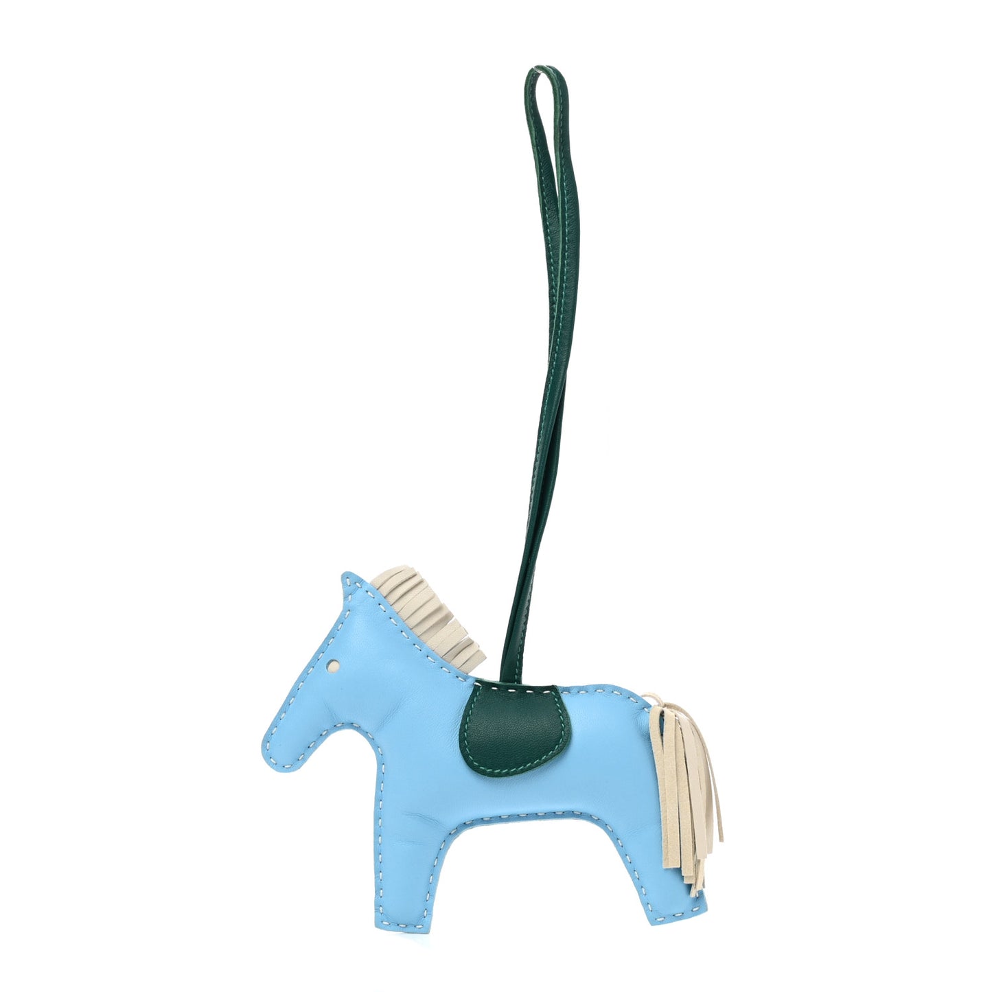 Milo Lambskin Grigri Rodeo Horse Bag Charm MM Celeste Malachite Craie