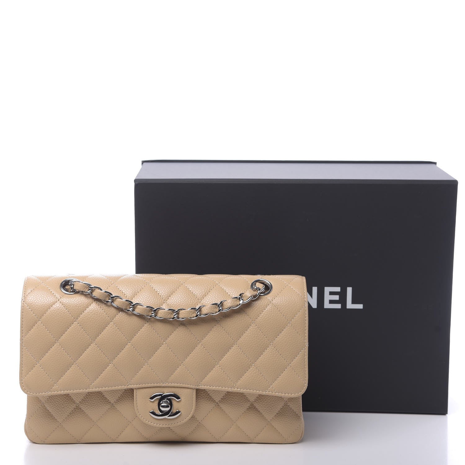 Chanel Caviar Quilted Medium Double Flap Beige Clair 11 of 11