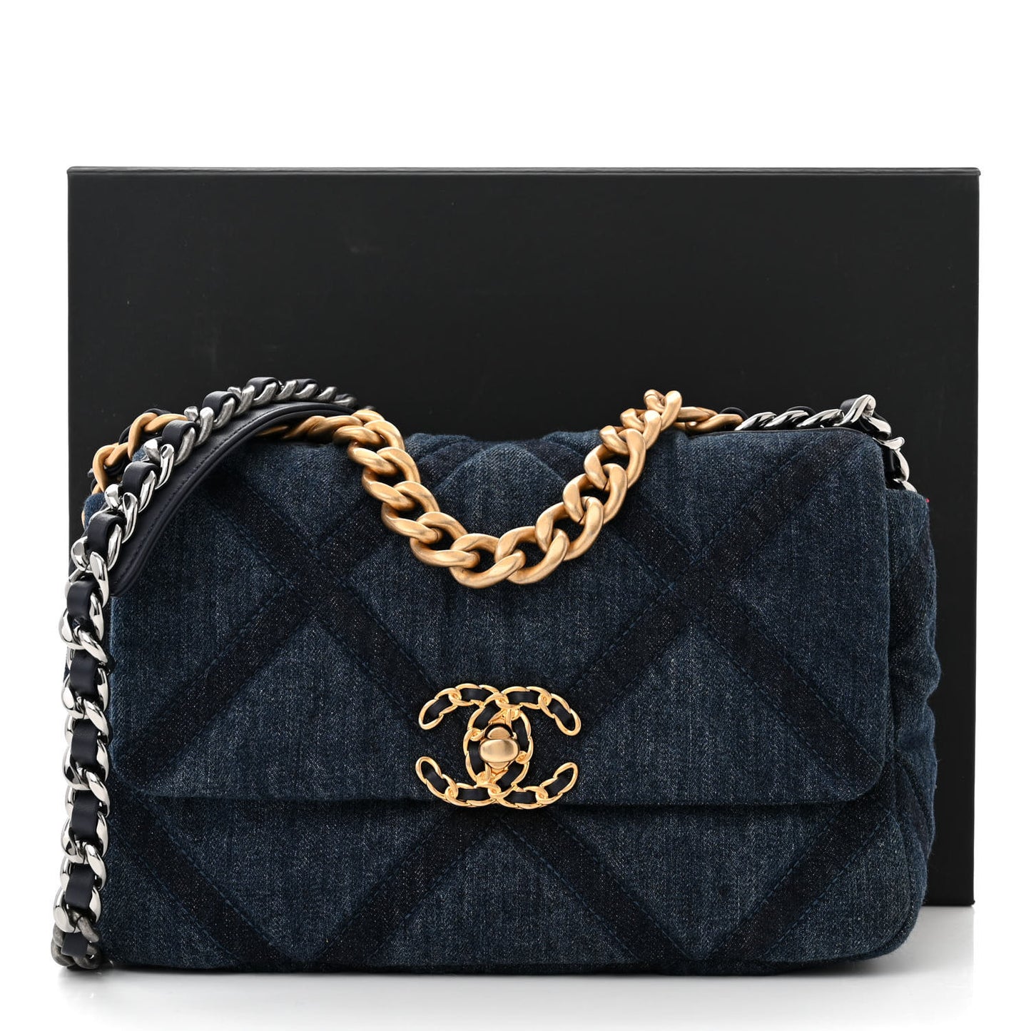 Denim Quilted Medium Chanel 19 Flap Blue