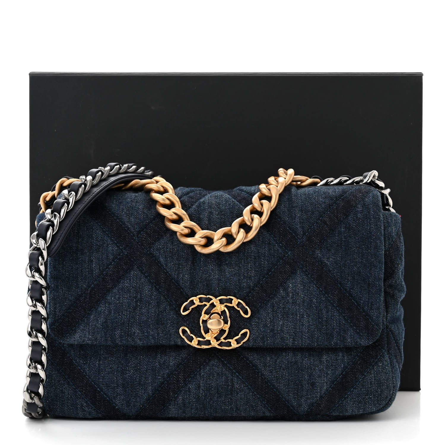 Chanel Denim Quilted Medium Chanel 19 Flap Blue 11 of 11