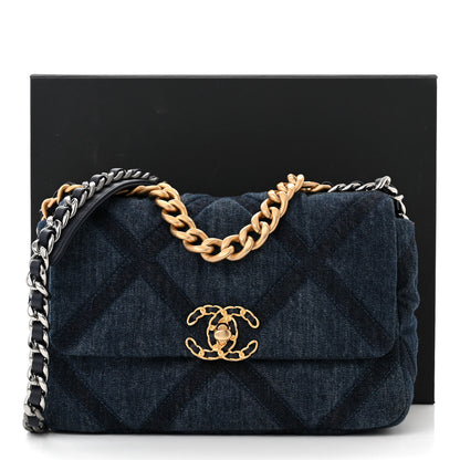 Chanel Denim Quilted Medium Chanel 19 Flap Blue 11 of 11