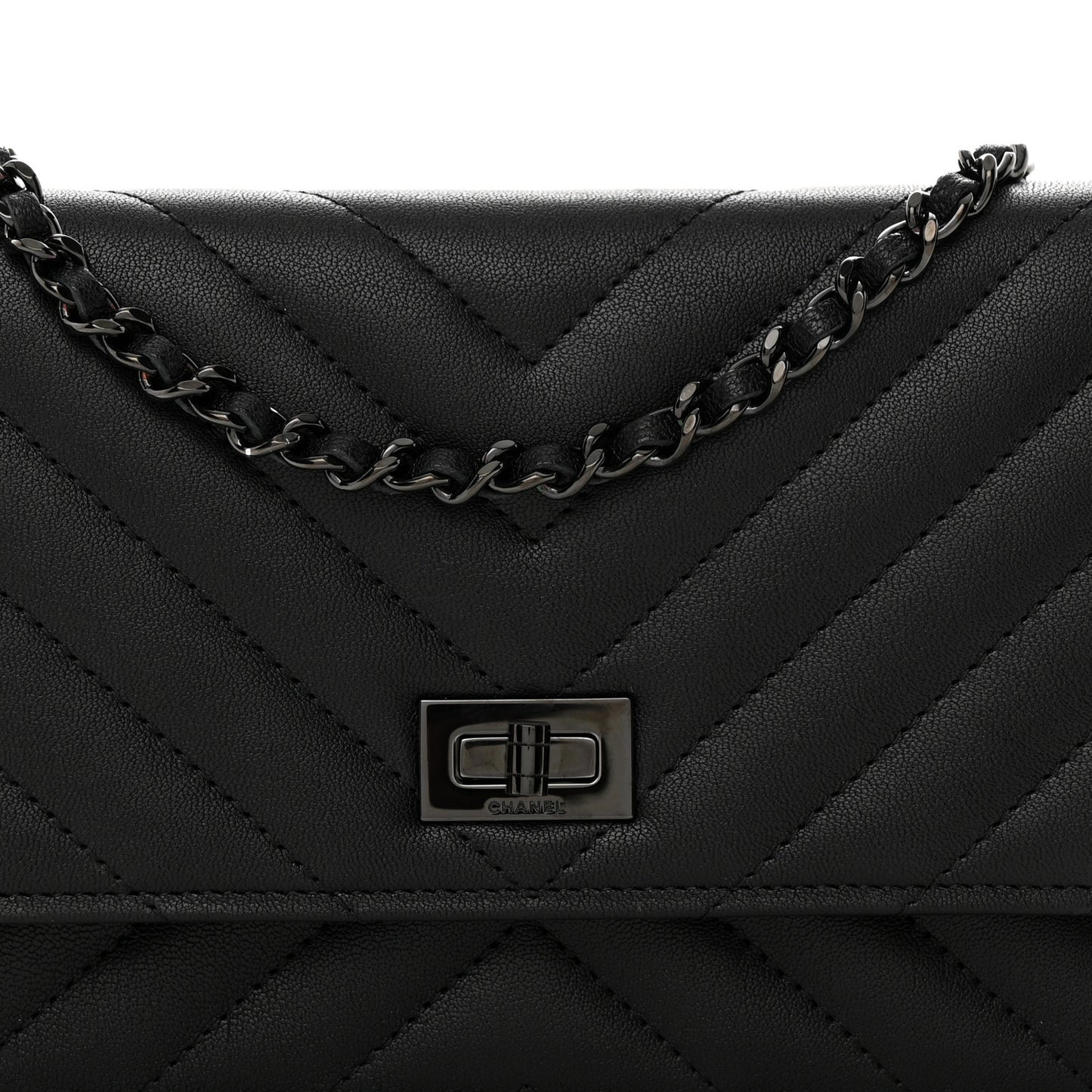 Sheepskin Chevron Reissue Wallet On Chain WOC So Black