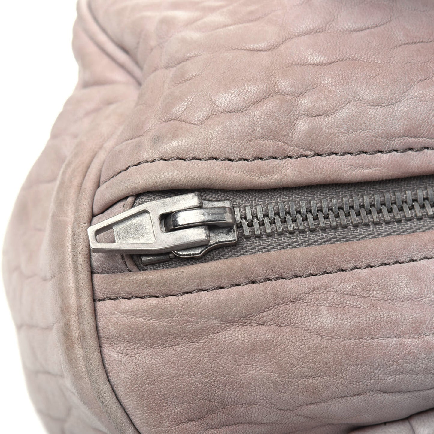 Pebbled Lambskin Rocco Silver Hardware Grey