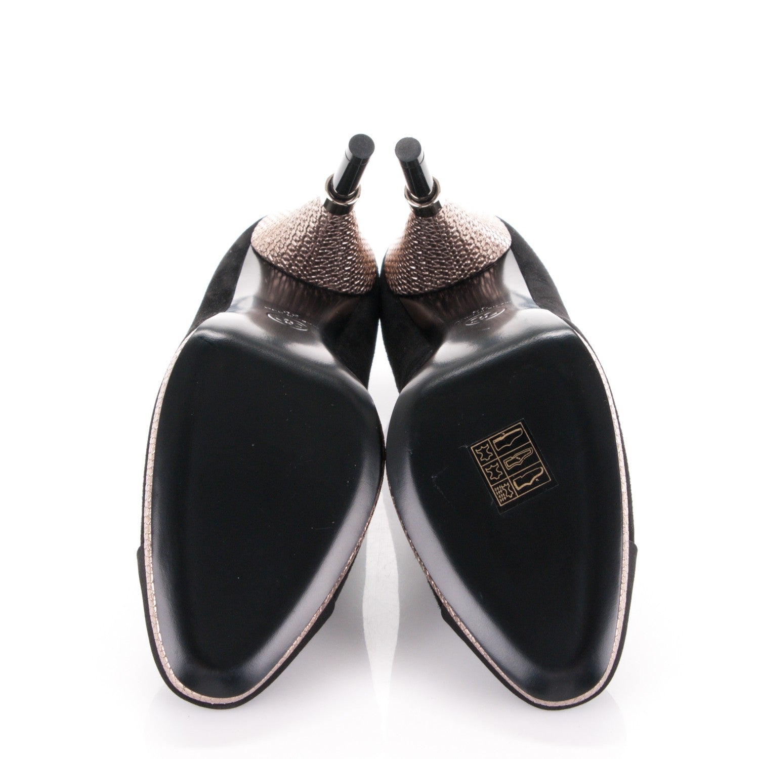 Chanel Suede Calfskin Satin Cap Toe CC Pumps 38 Black 5 of 8