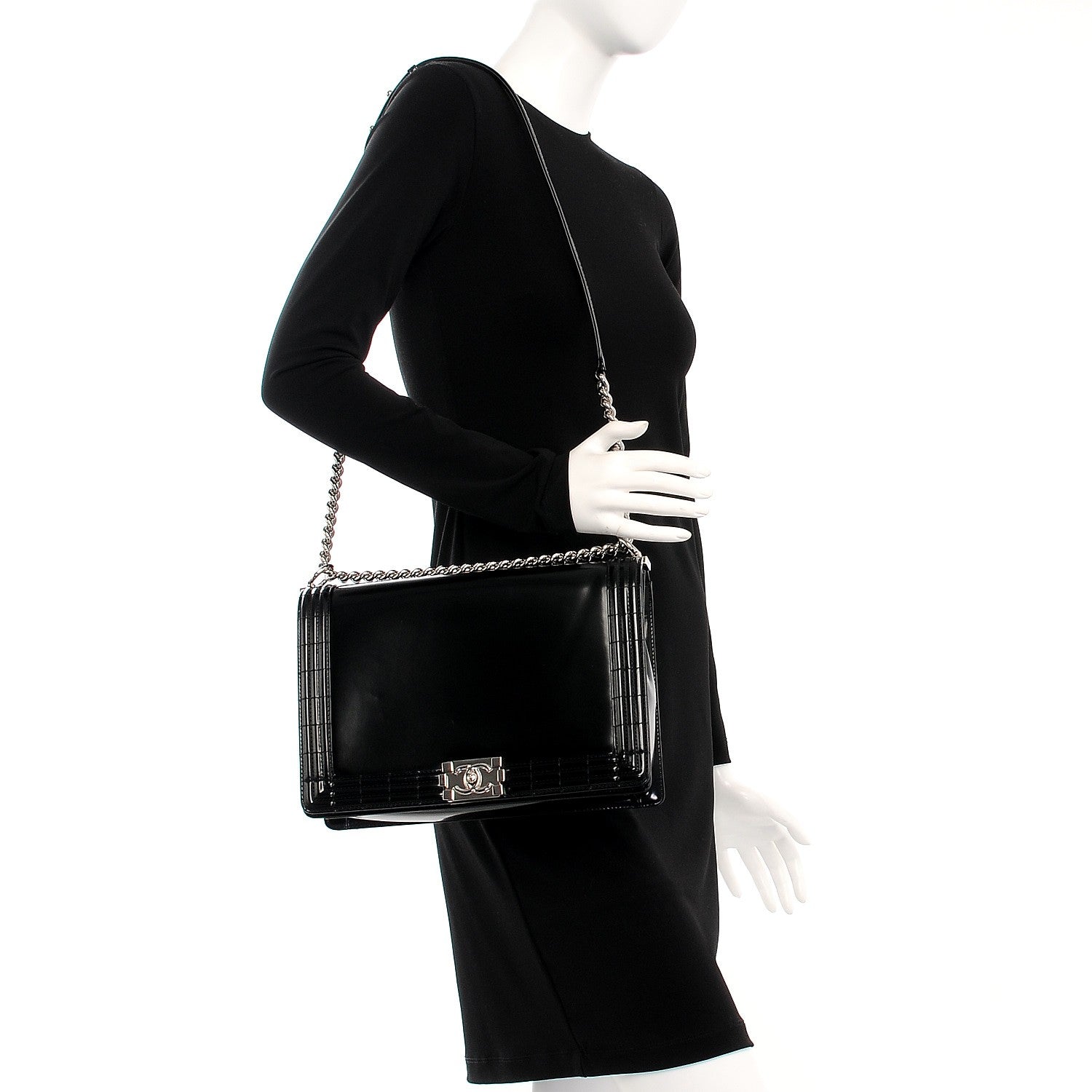 Chanel Glazed Calfskin Large Boy Flap Black 2 of 9